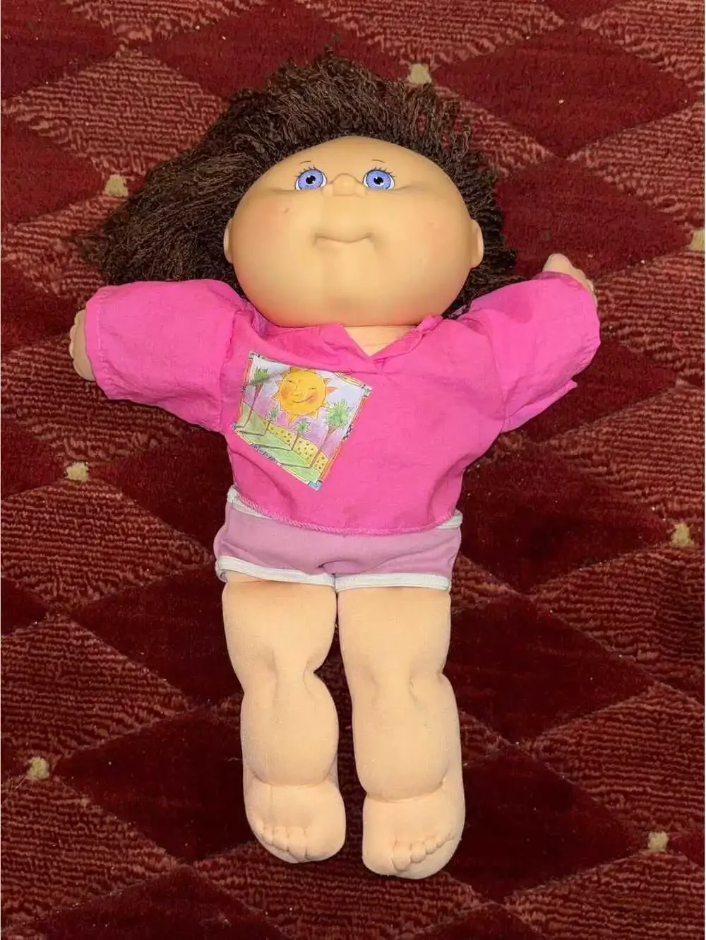Cabbage Patch Kids Crimp N Curl Girl Doll Brunette Purple Eyes